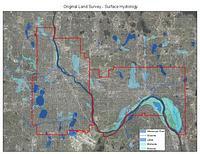 Twin Cities Historical Surface Waters Based on Original Public Land Survey Maps (1848 - 1858)
