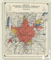 Map of Marion County, Indiana showing highways & roads
